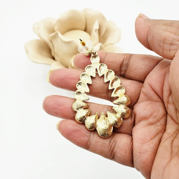 Pink Pearl & Bling Oval Earrings / Pierced - Picture 4 of 6